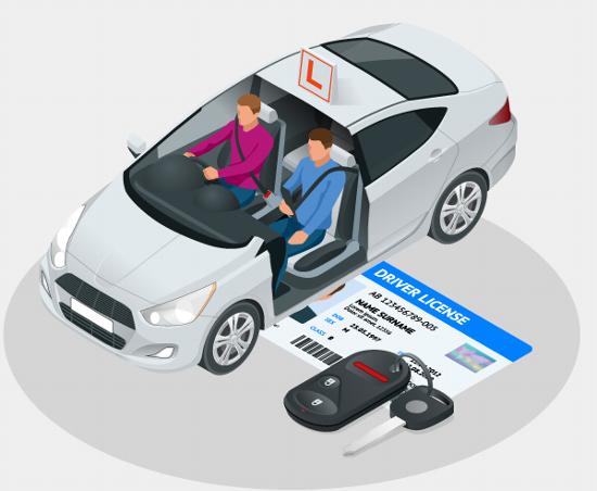 A person on a driving lesson